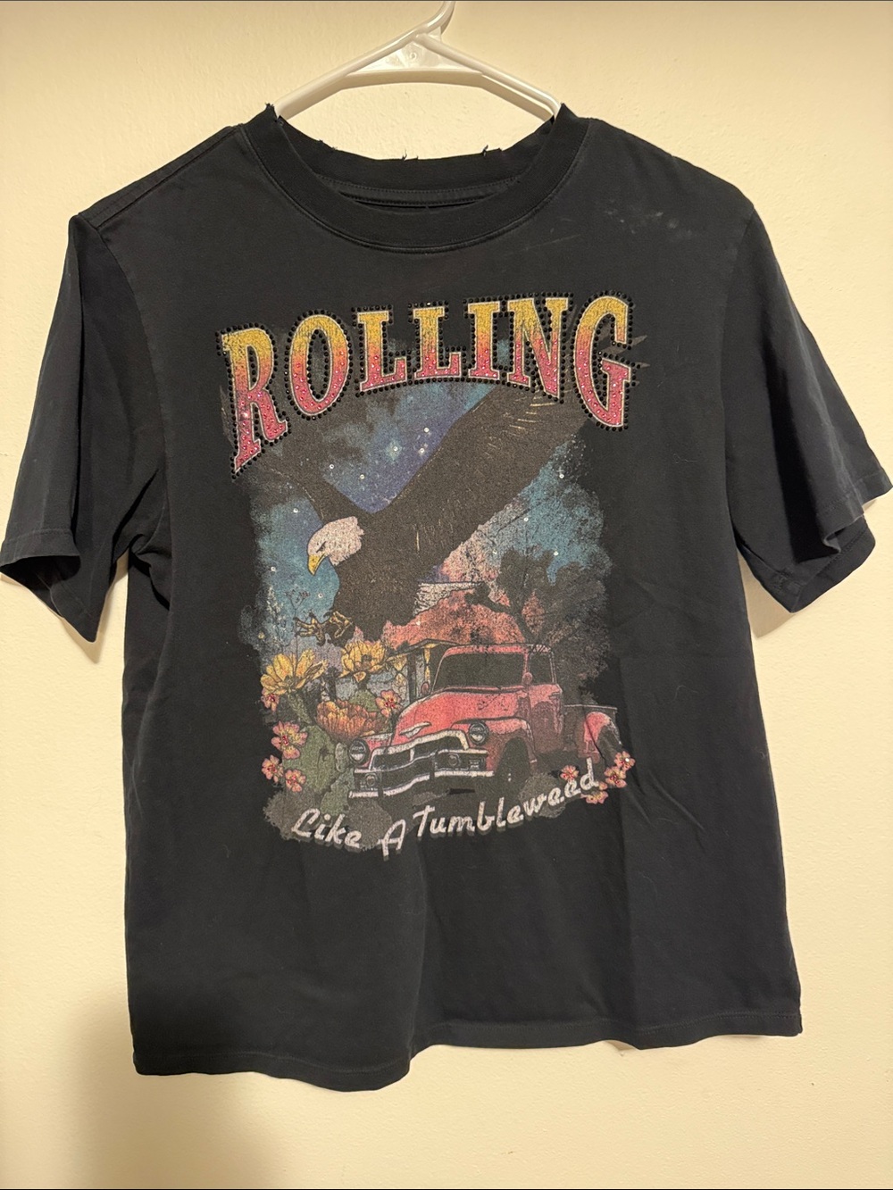 Idyllwind Black Tee Rolling Like A Tumbleweed